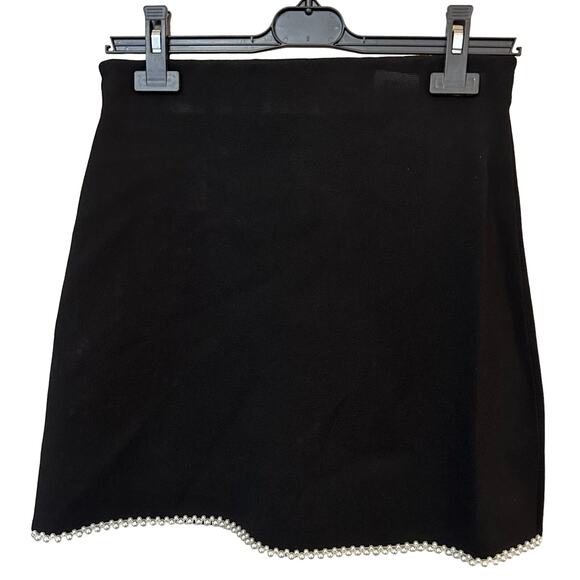 Sandro Violette Beaded Trim Mini Skirt Black Size 34 US 2 New with tags - Picture 2 of 5